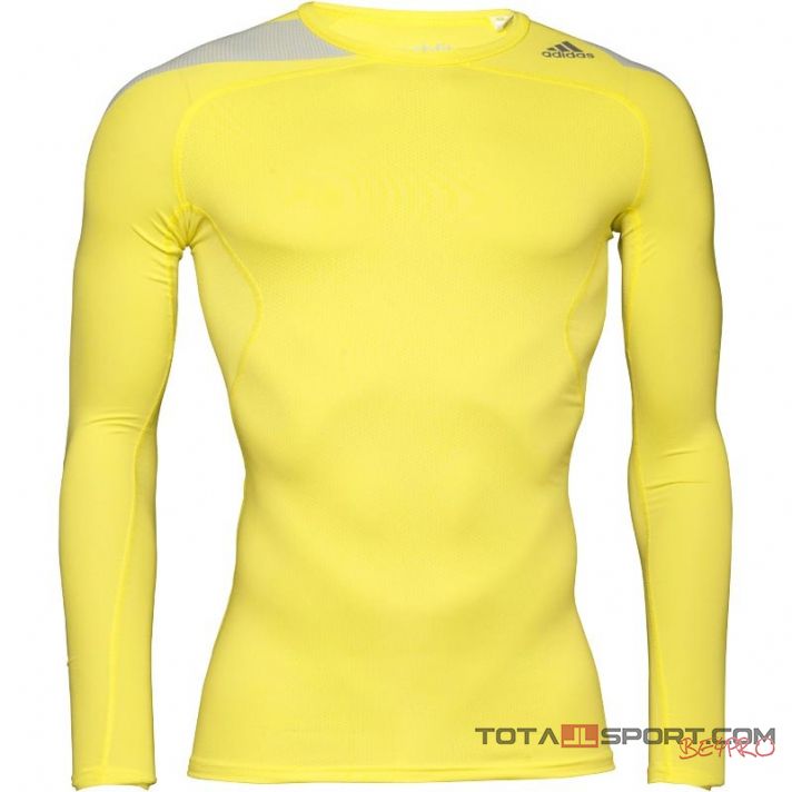 Adidas Climalite TechFit Neon Yellow Long Sleeve Fitness Shirt Womens Size  Large